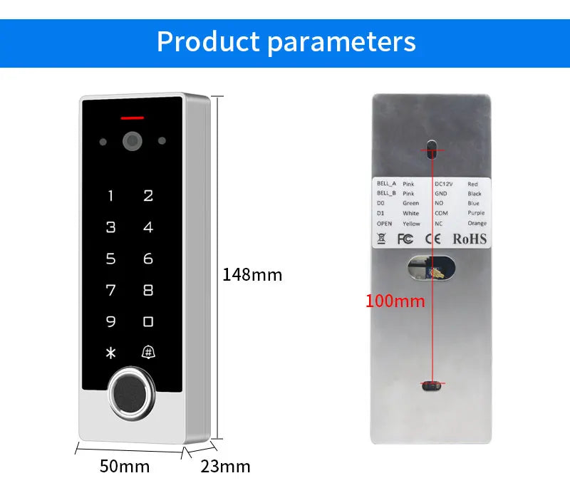 Tuya WiFi Video Intercom Doorbell to Phone Camera Home Security Door Phone Fingerprint Access Control System Pin/APP/Card Unlock