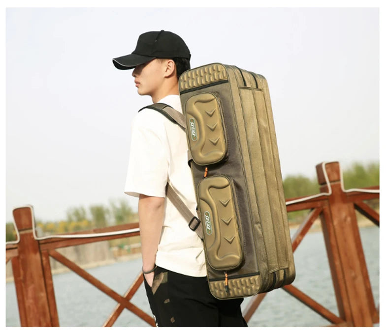 Multifunctional Hard Spinning Fishing Rod Bag 2/3/4 Layers 80CM-130CM Fishing Tackle Bags 1680D Oxford Reel Gear Storage Case