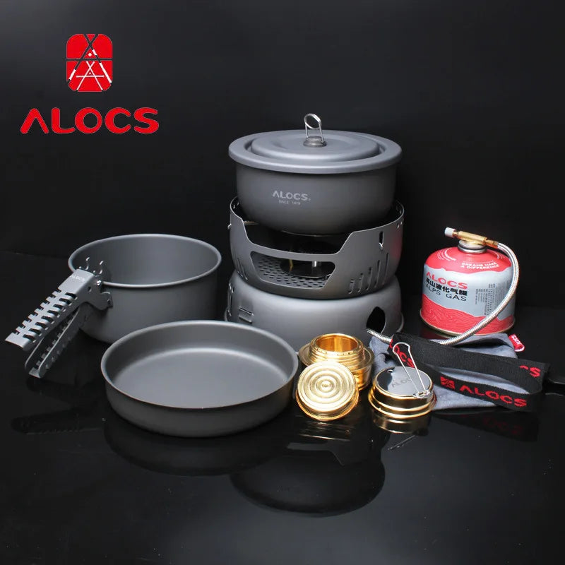 ALOCS CW-C05 Portable Alcohol Stove Gas Stove Outdoor Pot Set Cooking Set Camping Pot Set