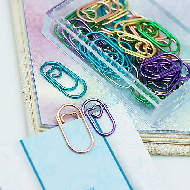 50 Pcs Metal Mini Love Notebook Bookmark Binder Paperclips Accessories Paper Clips Binding Office Stationary Supplies