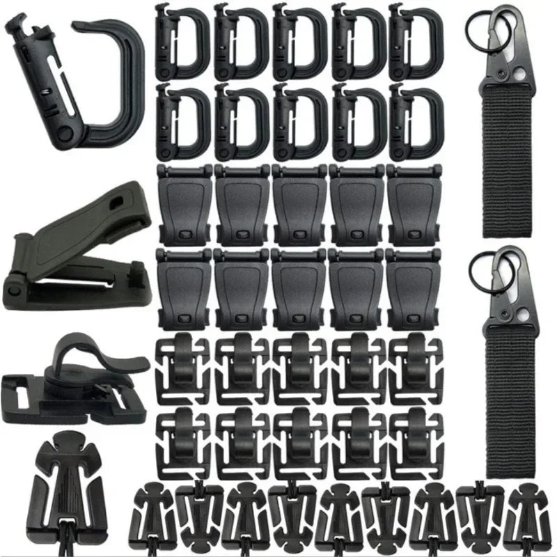 42 Pcs Molle  Accessory Set Tactical Gear Clip Outdoor Nylon Webbing Buckle Army Fan Multifunctional Mountaineering Buckle