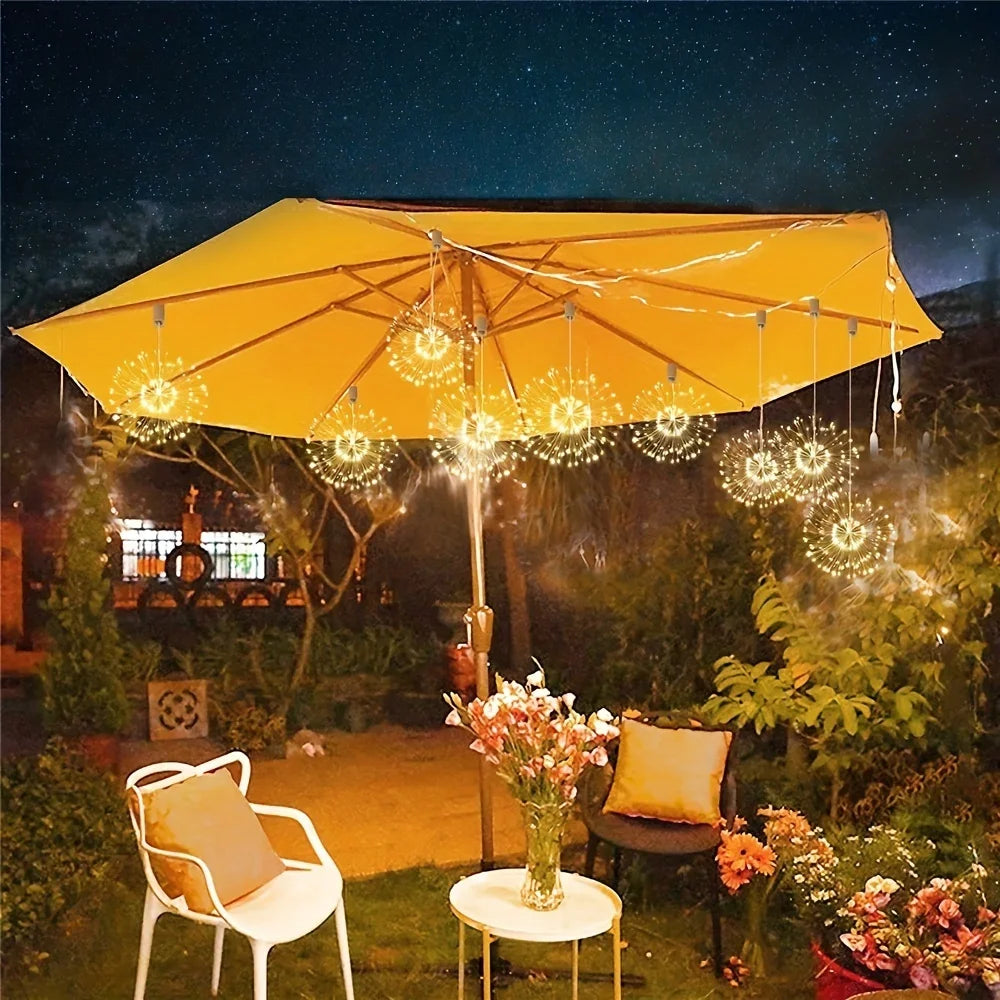 480LED Solar Fireworks Lights Starburst Ball Lamp Remote Control Timer 8 Modes Waterproof Hanging Fairy Lights Yard Party Garden