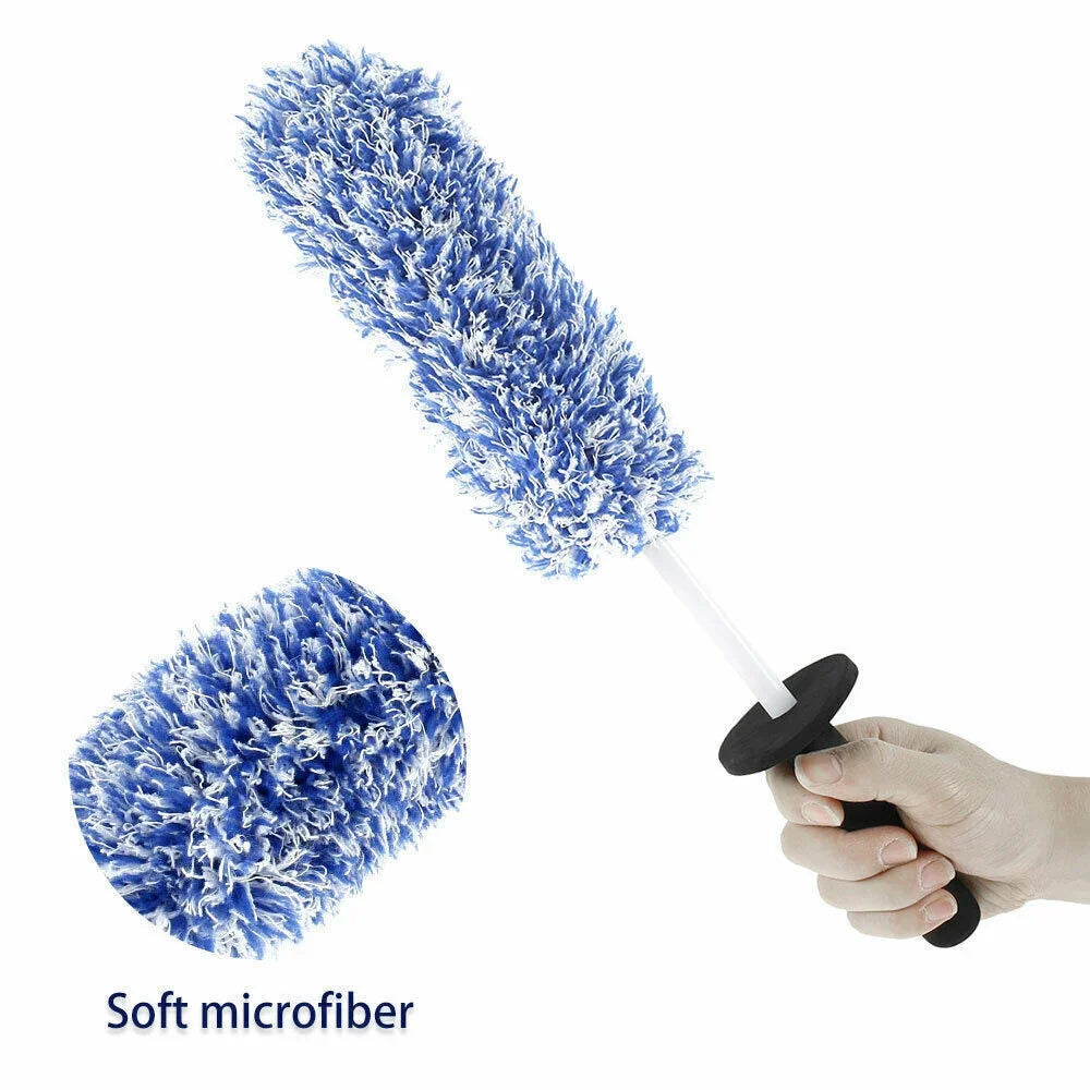 Car Wash Super Brush Microfiber Premium Wheels Brush Non-Slip Handle Easy To Cleaning Rims Spokes Wheel Barrel Car Accessories