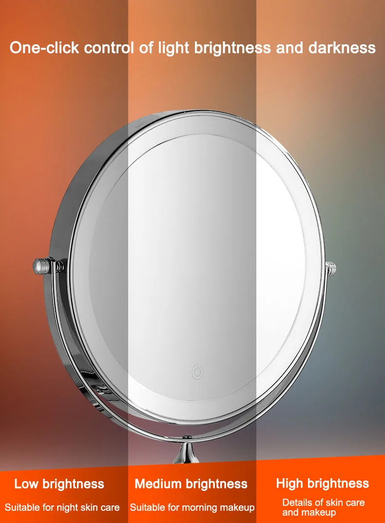 Wall Folding Makeup HD Mirror Double Side Fill Light Magnifying USB Charging Led Tricolor Dimming Bathroom Cosmetic Mirrors