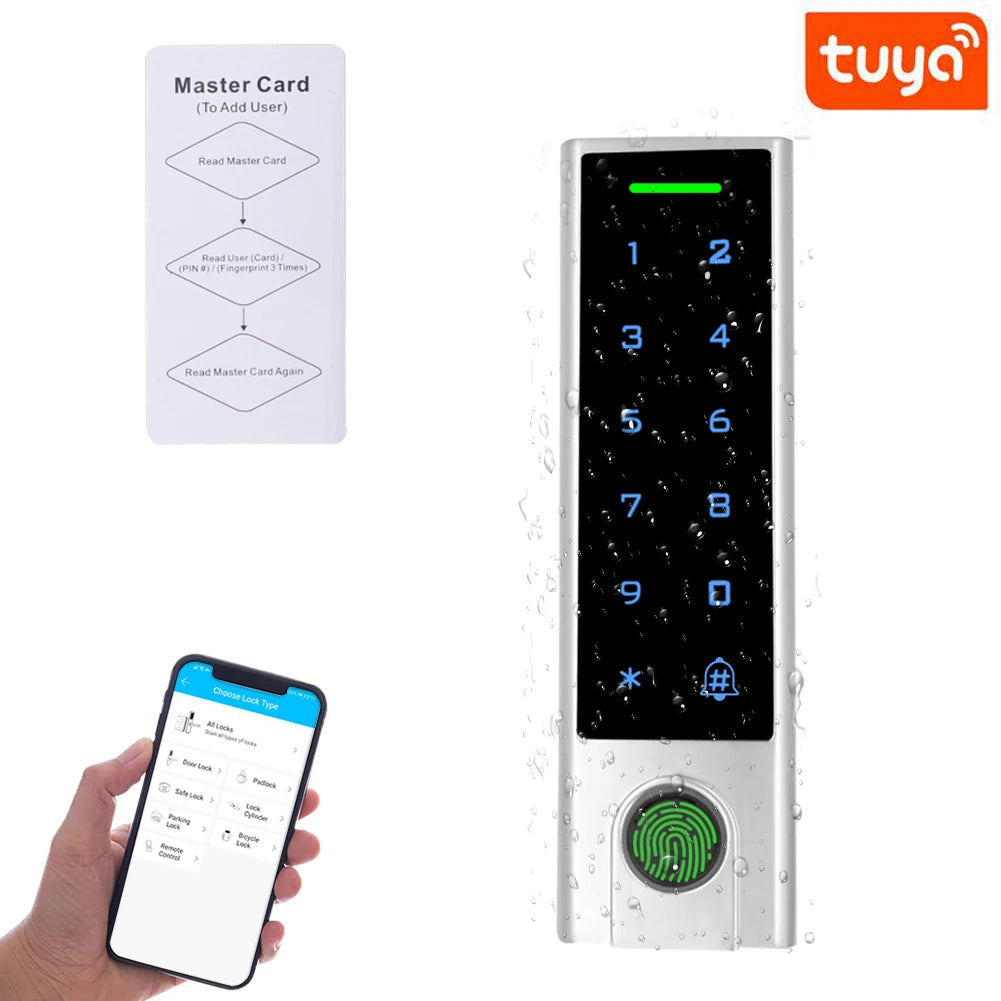 H3 / HF3 Tuya 2.4G Wifi Fingerprint Keypad 125Khz RFID Access Controller Waterproof Remote Control Anywhere Door Access Opener