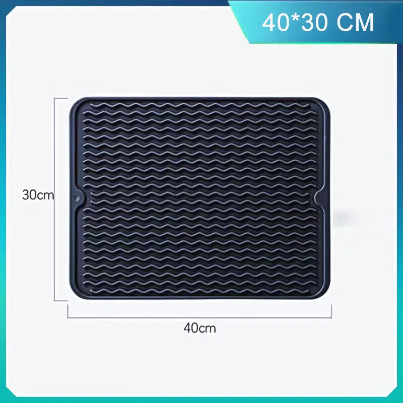 Silicone drying mat, silicone tableware drying mat, heat-resistant and non slip mat, dining table mat, kitchen drainage mat