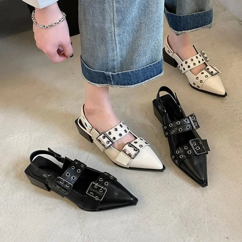 2024women's sandals summer  Ballet flats women Pointed rivet single shoe Platform Women Sandals zapatos de mujer tendencia