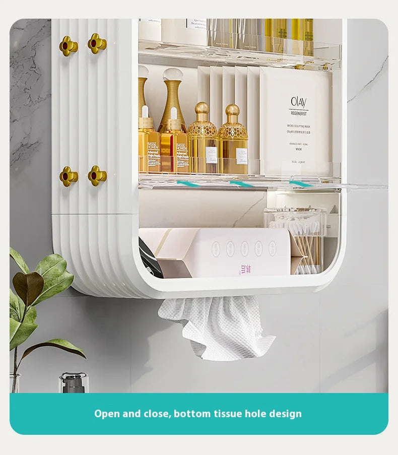 Makeup Organizer Shelf Hangable Cosmetic Display Cases Skincare Storage Box Bathroom Wallhanging Multi-Function Floating Rack