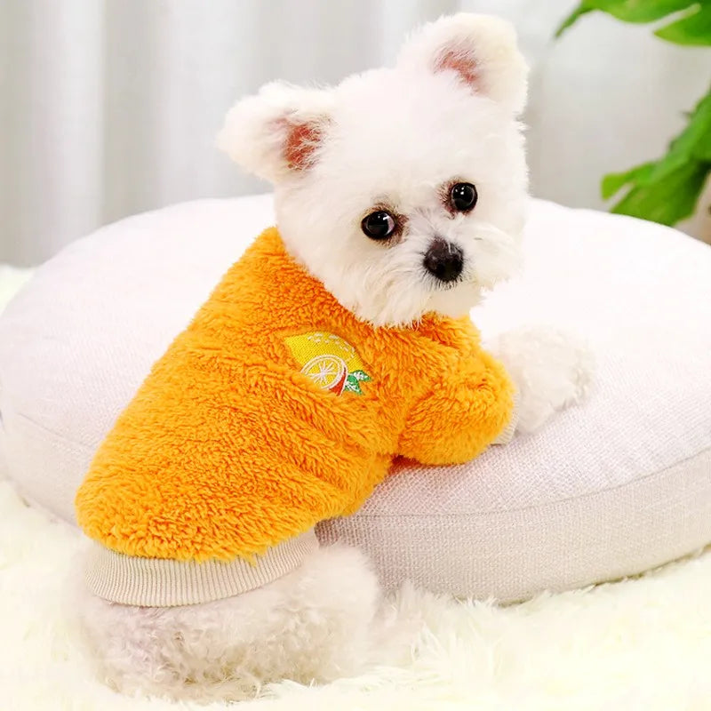 Cute Fruit Print Dog Hoodies Warm Pet Dog Clothes Luxury Puppy Coat Jacket Winter Cat Pullover Chihuahua French Bulldog Clothes