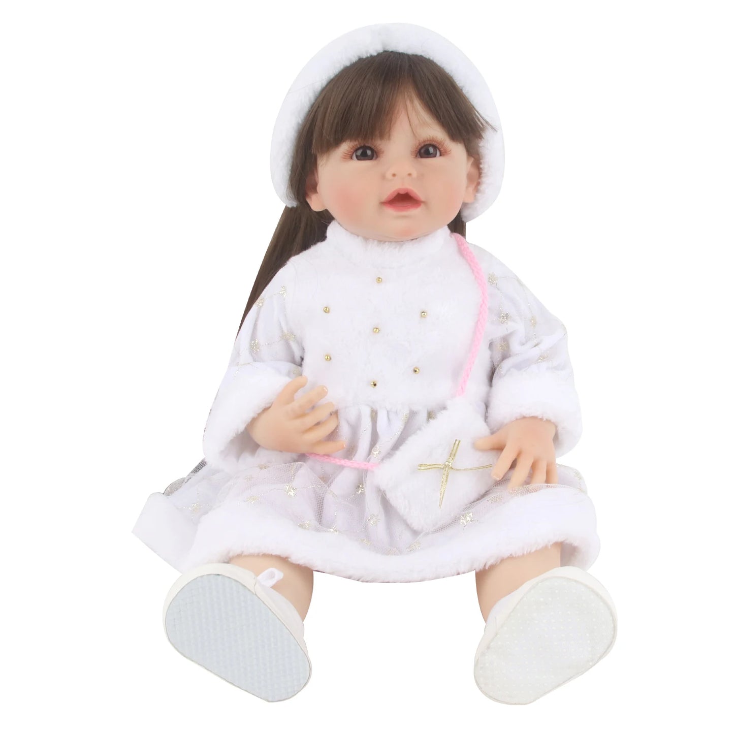 55CM 22 Inches Baby Reborn Girl Doll Full Body Soft Silicone Cute Newborn Dolls With Shoes,Clothes Girl's Best Gift Festival Toy