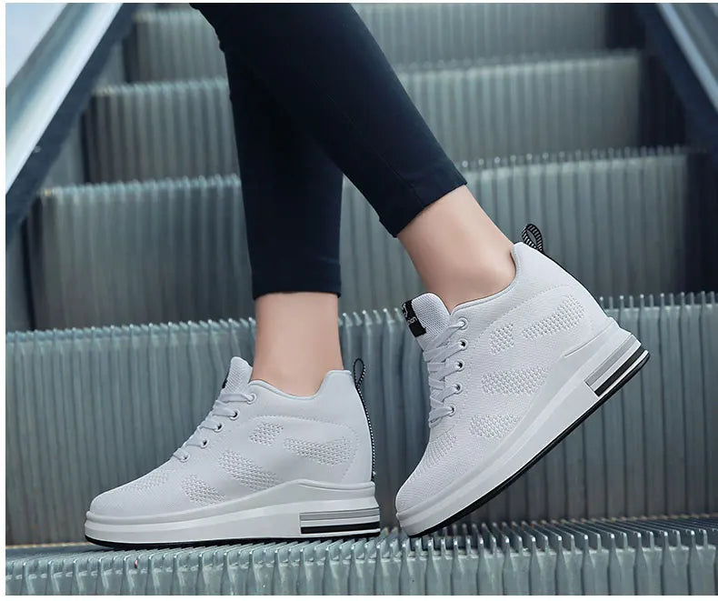 Women Shoes Breathable 5CM Platform Casual Outdoor Lightweight Fashion Mesh For Walking Fitness Black Tenis Feminino Flats