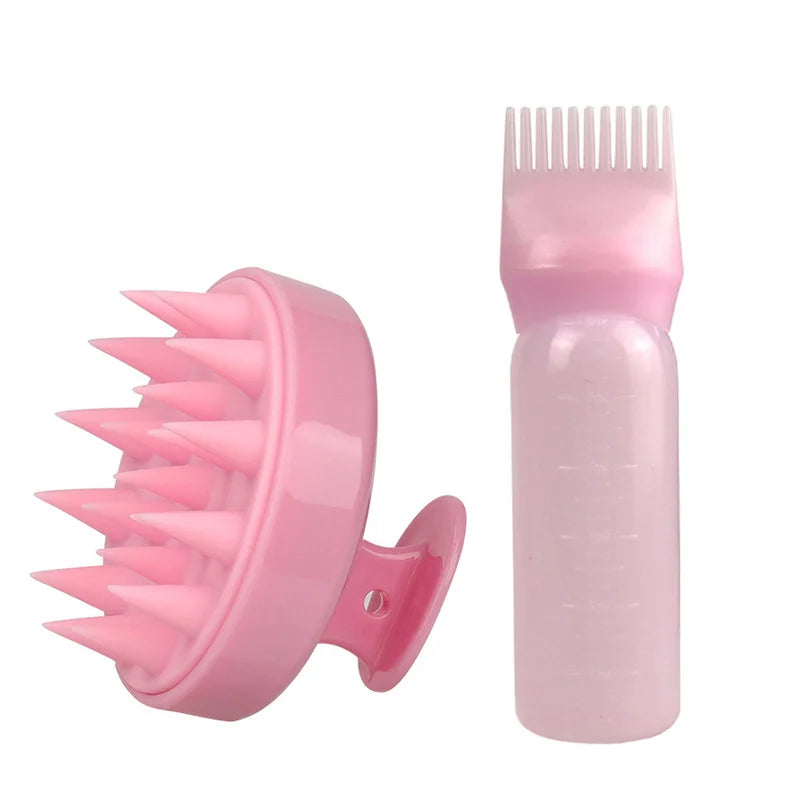 2pcs Hair Dye Refillable Bottle Applicator Comb Hair Massager Brush Air Cushion Comb Set Hair Coloring Hairdressing Styling Tool