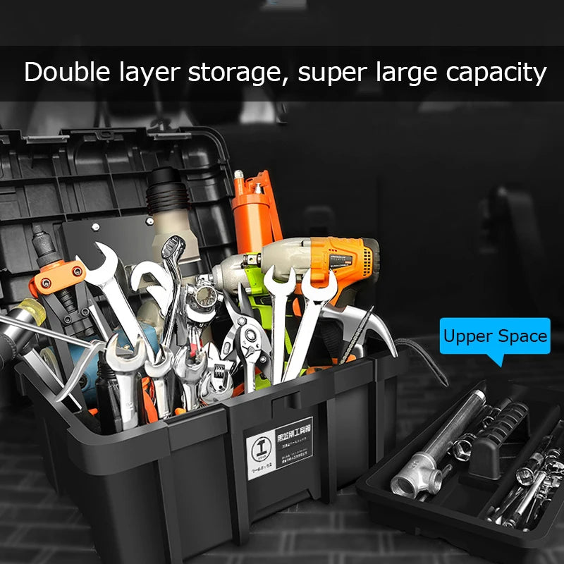 Portable Empty Tool Box Double Layers Toolbox Organizer Portable Car Repair Storage Case Electrician Drill Plastic Hard Case