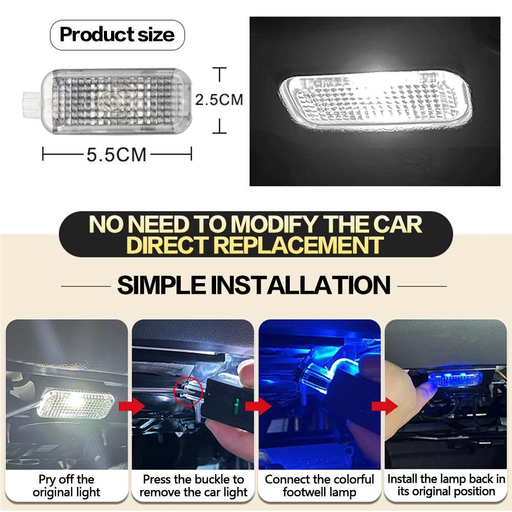 LED Car Footwell Light Bulb Interior Atmosphere Lamp Decorative Accessories For VW Tiguan MK1 MK2 2007- 2022 2021 2020 2019 2018