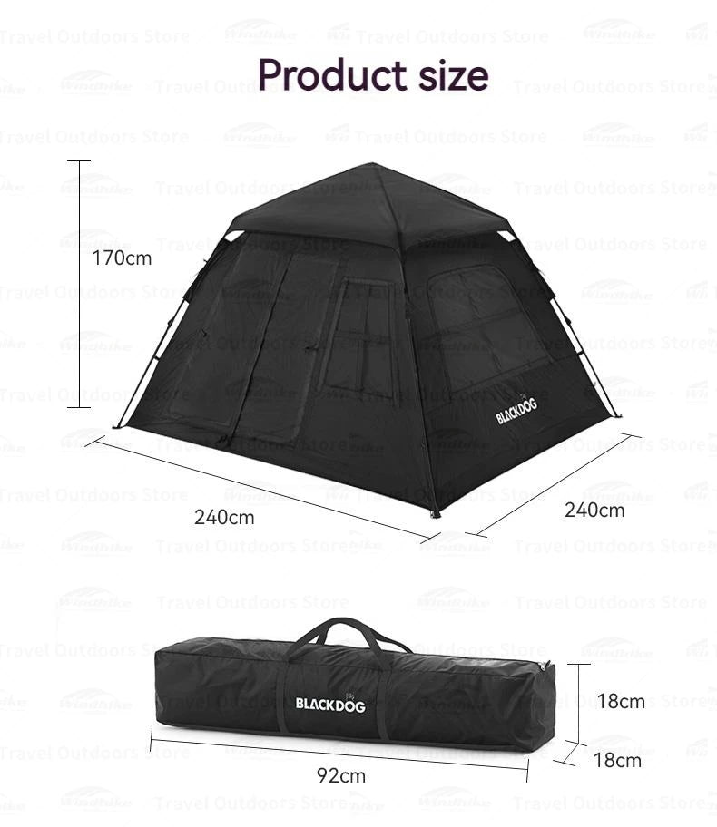 Naturehike BLACKDOG Automatic Tent Black Coating Two Doors Four Windows Camping Outdoor Sunscreen Waterproof Quick Opening Tent