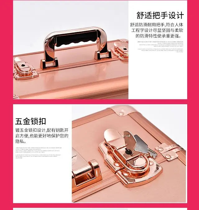 2024 New Professional Makeup Box Aluminum Alloy Make Up Organizer Women Cosmetic Case Travel Large Capacity Suitcase Bag