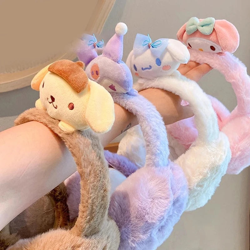 1PC Girls Gift Sanrio Children Plush Earmuffs Kuromi Cinnamoroll Winter Cute Cartoon Comfortable Warmth Protection Ear Toys