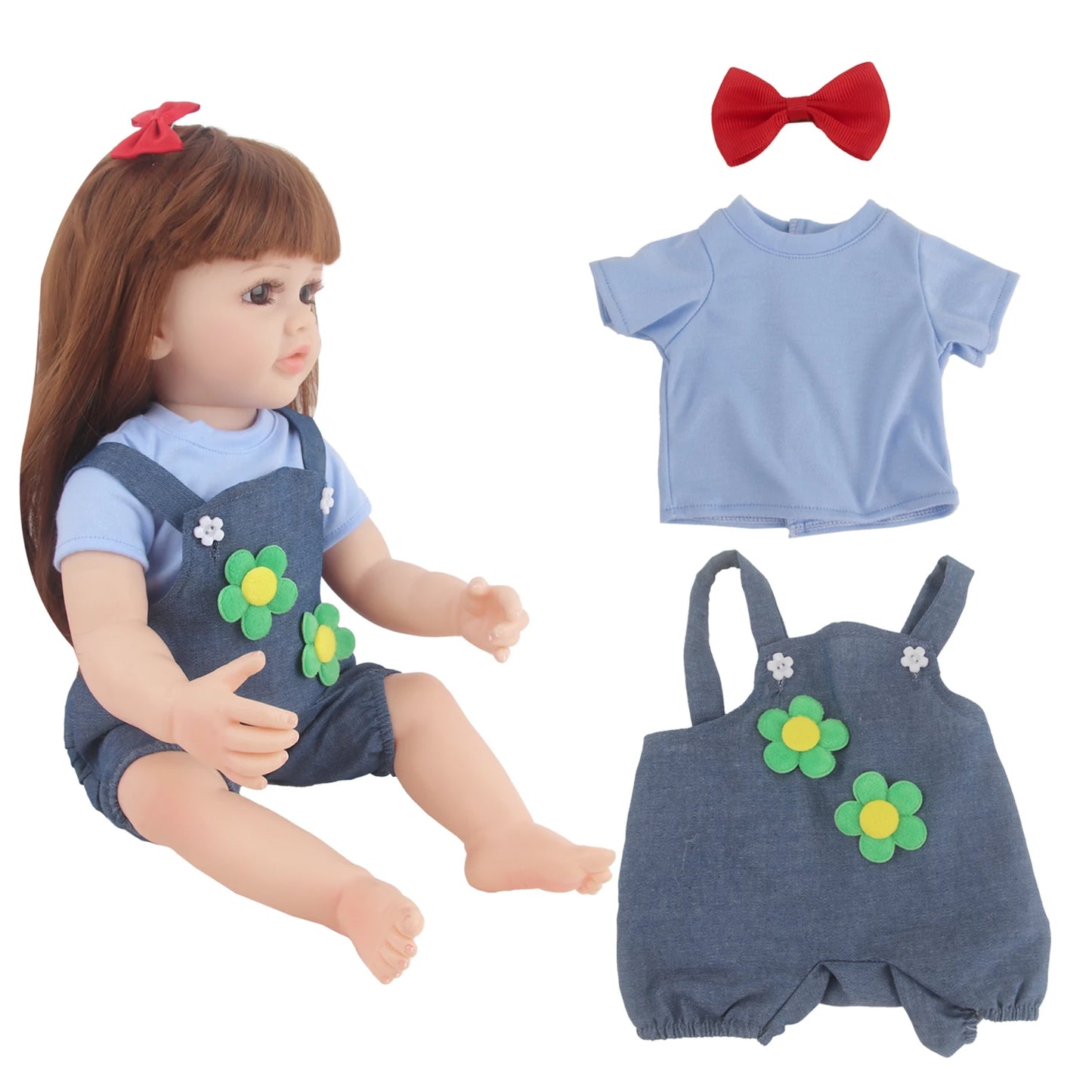 55CM 22 Inches Baby Reborn Girl Doll Full Body Soft Silicone Cute Newborn Dolls With Shoes,Clothes Girl's Best Gift Festival Toy