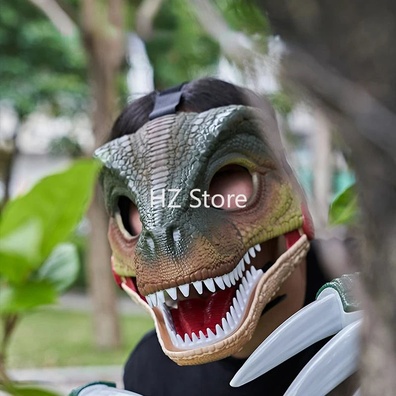 Jurassic World Toy Hard Plastic Dinosaur Mask with Opening Jaws & Sound Effect Velociraptor Mask DIY Dino Toys for Kids Gift