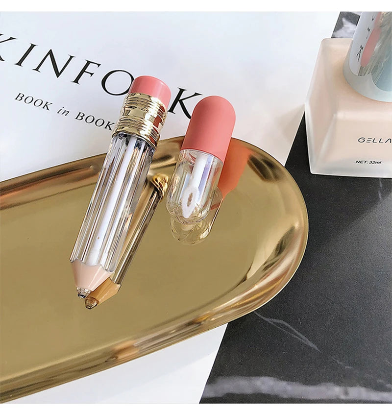 Mini Capsule Liquid Foundation Cosmetics Bottling Travel Portable Skin Care Bottle Pencil Refilable Bottle with Lip Brush Tool