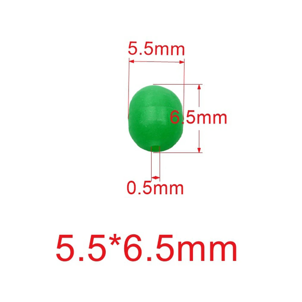 100PCS Fishing Beads Soft Rubber Luminous For Treble Hook Fishing Rigs Fishing Lure Tackle Fishing Space Beans Round Float Balls