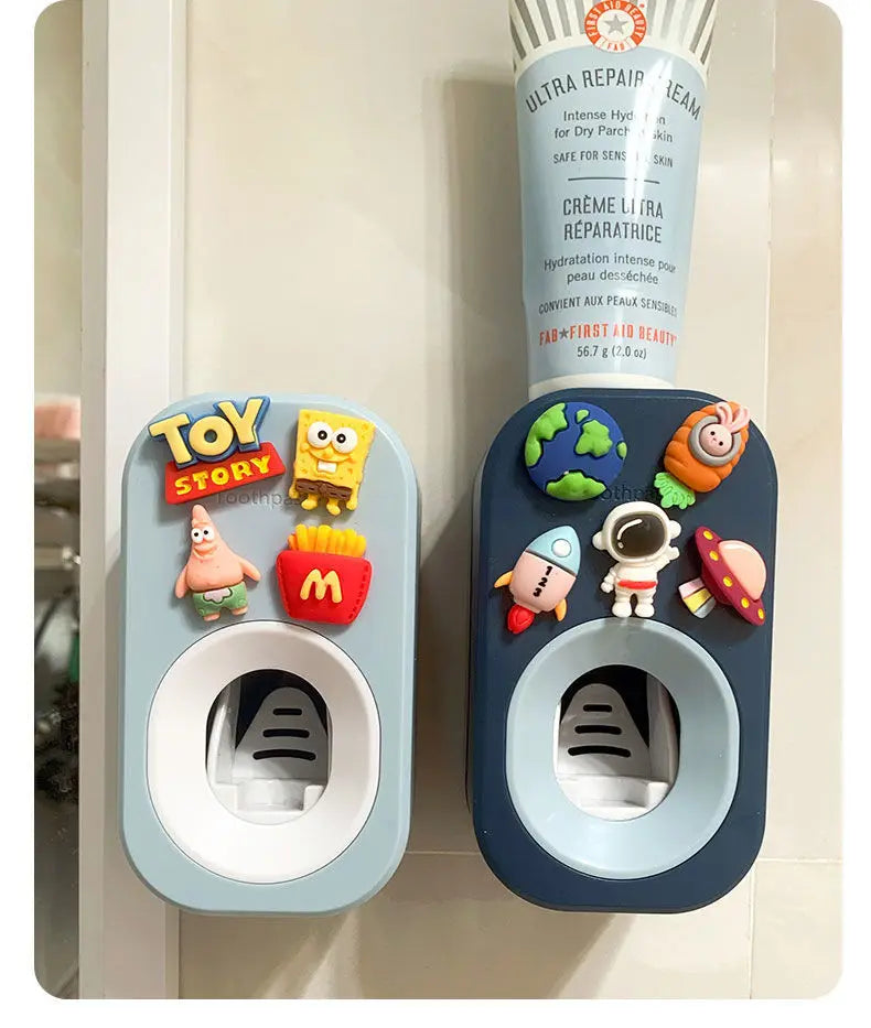 Automatic Kids Toothpaste Dispenser Toothpaste Squeezer for Children Household Cartoon Toothbrush Holder Bathroom Accessories