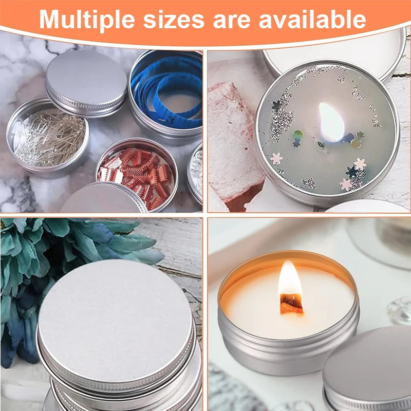 10pcs round aluminum box tin jar 5ml 10ml 15ml 30ml 50ml 80ml 100ml screw lid storage fragrance candle lip balm oil empty jar