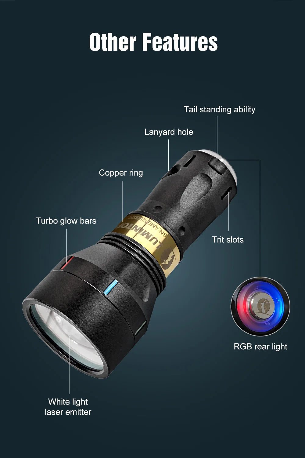 Lumintop Thor II V2.0 LEP flashlight lep light 1700 meters distance long distance tail switch 18350 flashlight