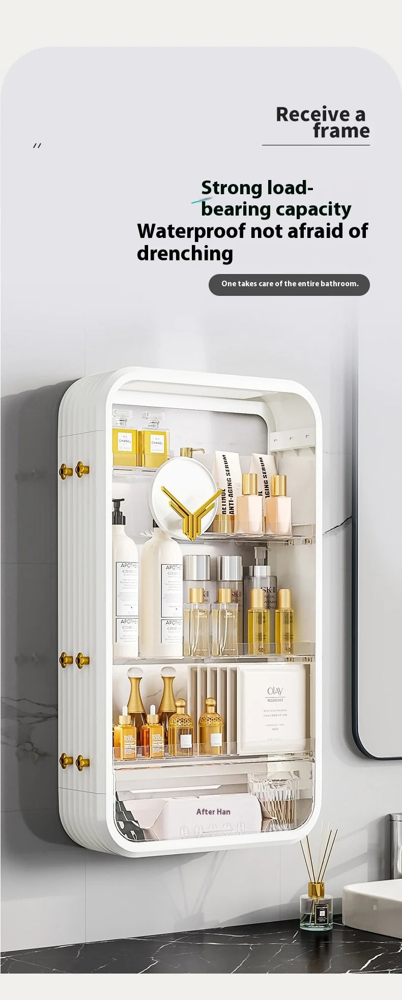 Makeup Organizer Shelf Hangable Cosmetic Display Cases Skincare Storage Box Bathroom Wallhanging Multi-Function Floating Rack