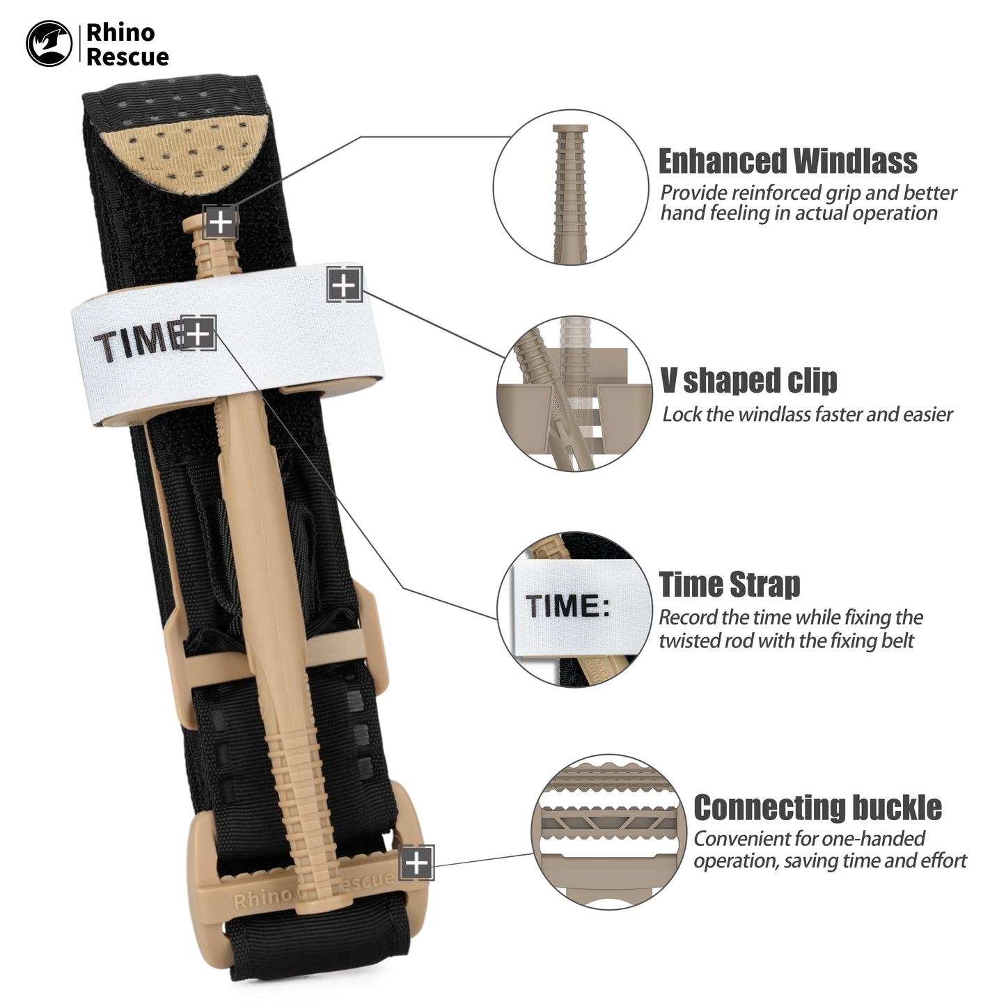 Rhino Rescue Tourniquet Medical Autdoor Emergency Tactical Fast Hemostasis Easy To Operation Trauma For Camping Hiking