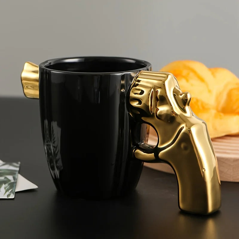 1pc 350ml Premium Ceramic Coffee Mug Revolver Handle Breakfast Milk Water Cup Creative Coffee Cup Birthday Drinkware Gifts