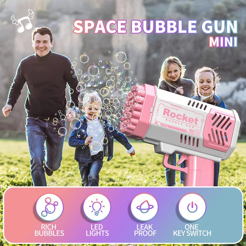 40/69 Holes Bubble Machine Ages 3+ Boy Girl Toys Birthday Wedding Kids Adult Party Toys Summer Outside Bubble Gun Soap Blower