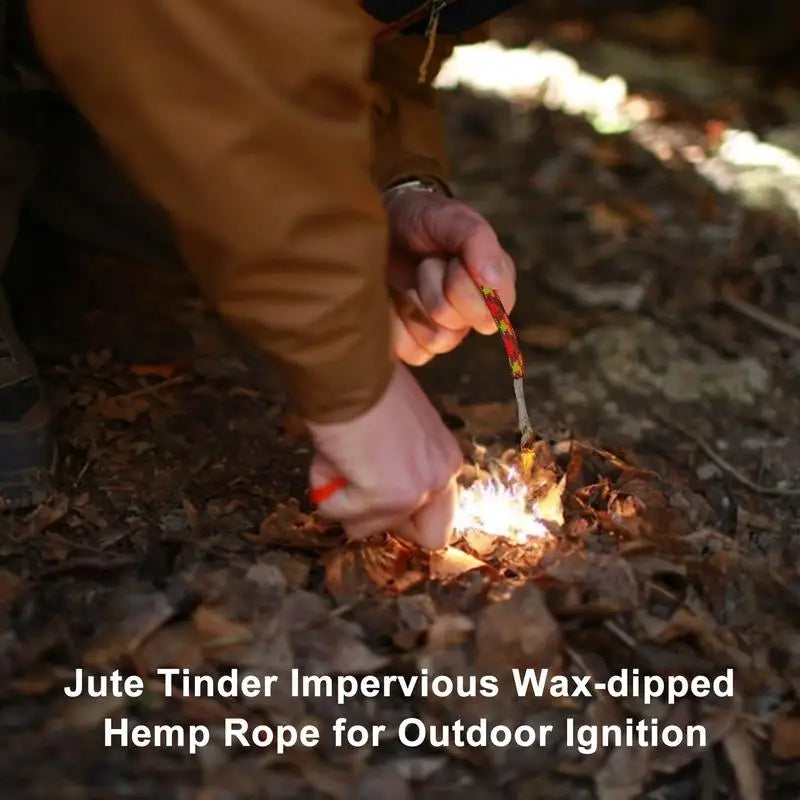 25feets Outdoor Fire Starter Jute Tinder Igniting Rope Impervious Camping Wax Dipping Ignition Cord  Wax-dipped Hemp Rope