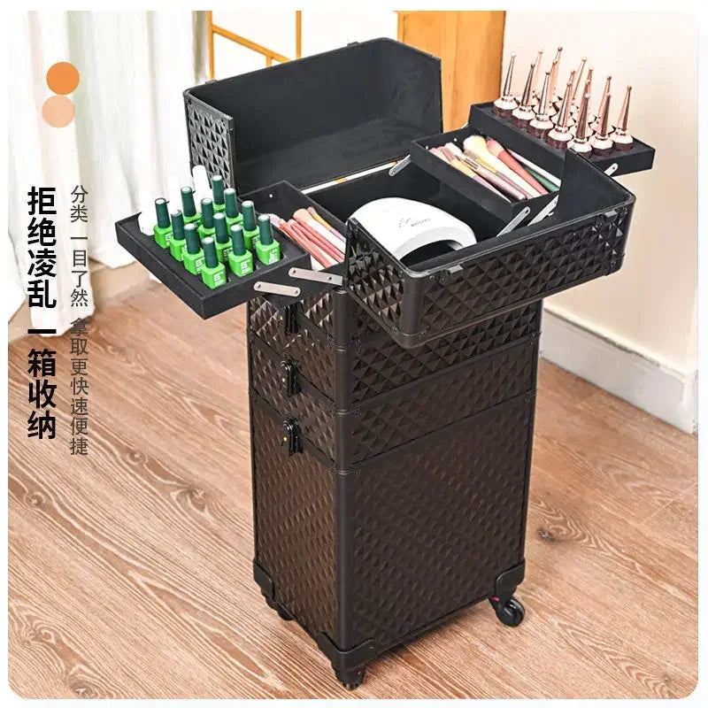 2024 New Large Makeup Box Artist Professional Beauty Cosmetic Cases Make Up Bag Tattoo Nail Multilayer Toolbox Storage Organizer