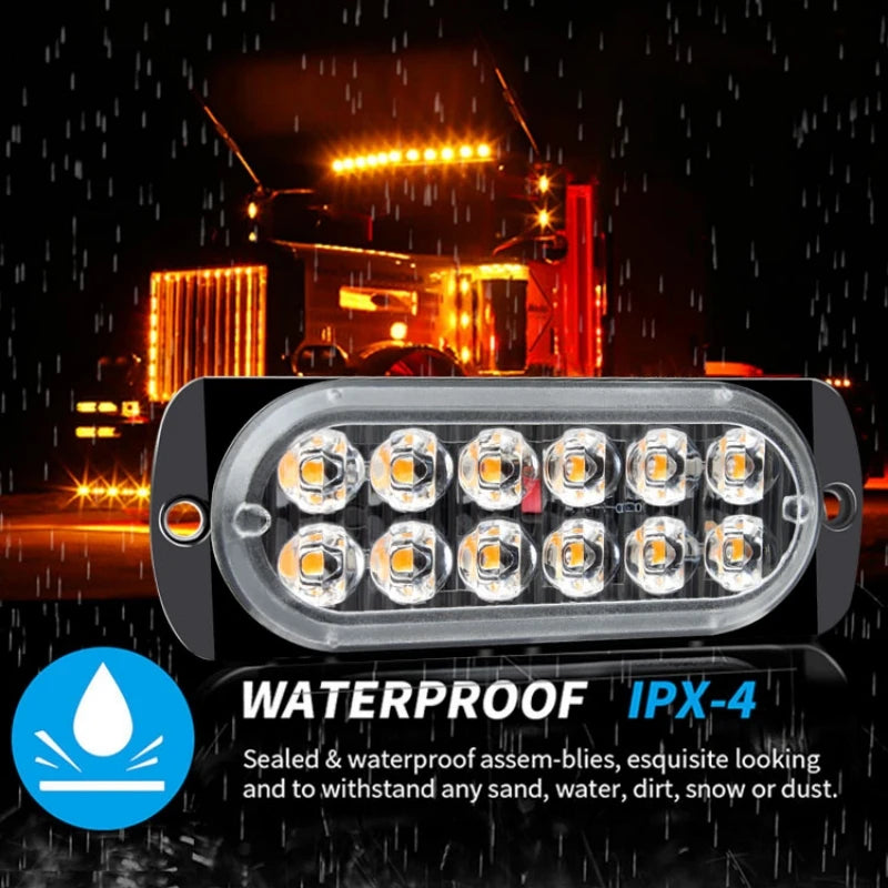 12LEDs Car Warning Light Emergency Side Lamp Strobe Light Waterproof Signal Lamp for Car Truck