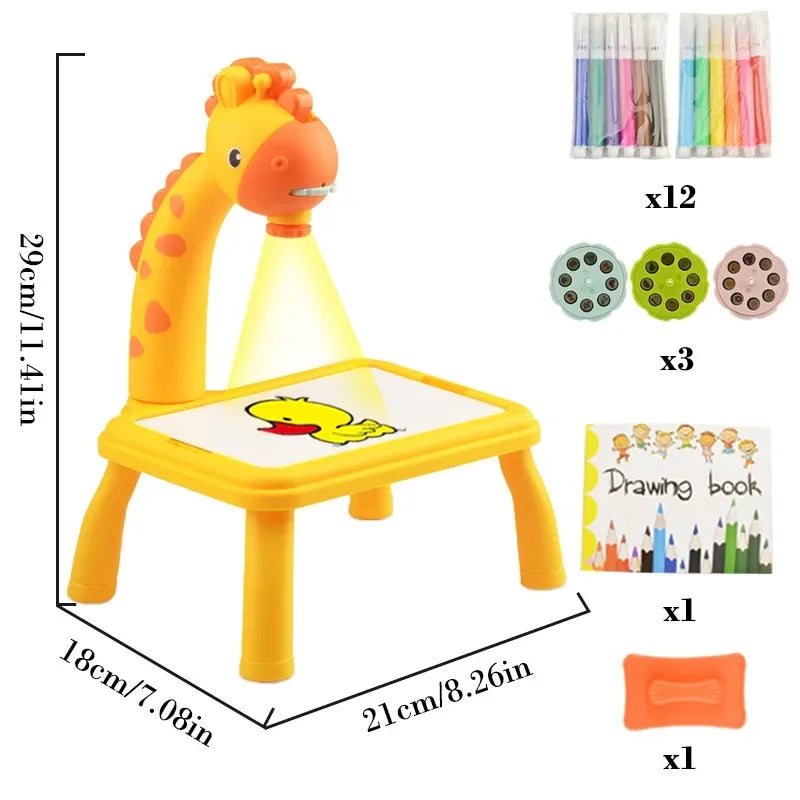 New Funny Drawing Table Mini Led Projector Drawing Board Art Kids Painting Board Baby Learning Draw Paint Tools Children Toy