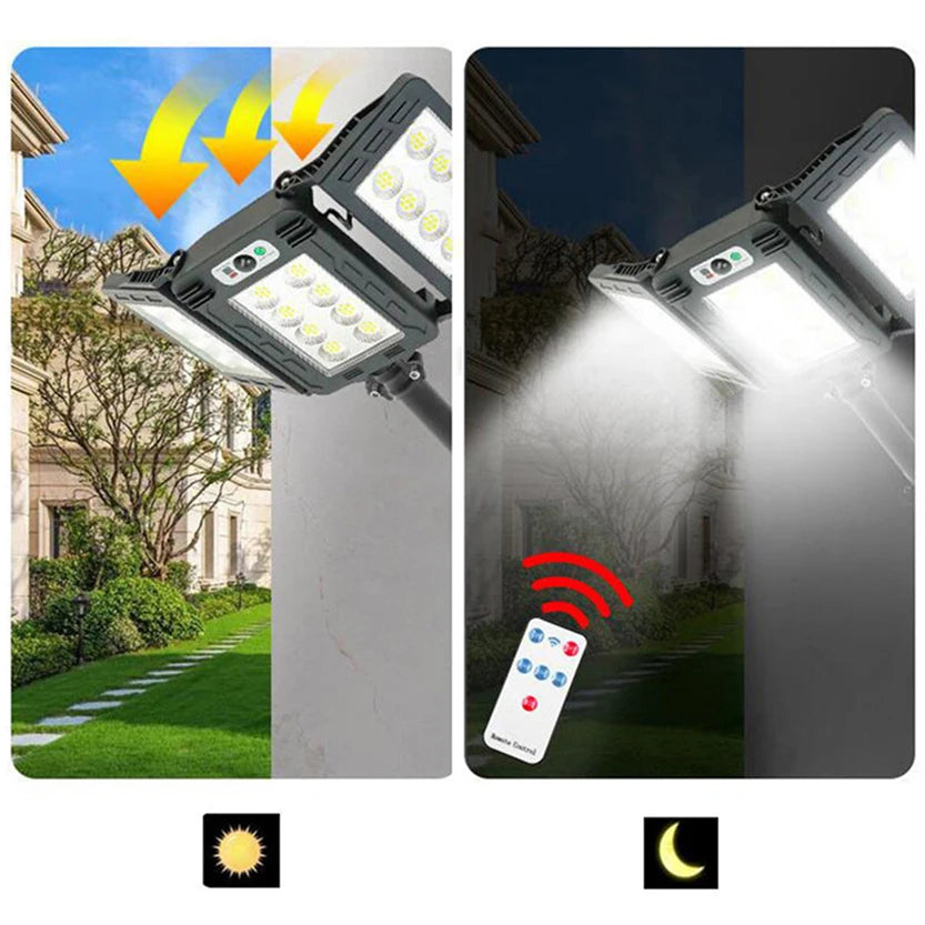 Super Bright Outdoor Solar Lights Motion Sensor Waterproof Street Lamp 800 LED for Lighting Decor Yard with Garden Wall Light