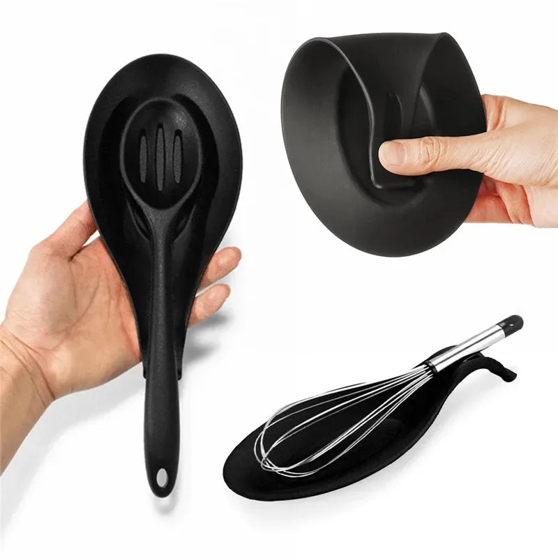 Silicone Spoon Holder Rest Pad Kitchen Utensils Spatula Eggbeater Heat Durable Resistant Placemat Tray Insulation Kitchen Tools