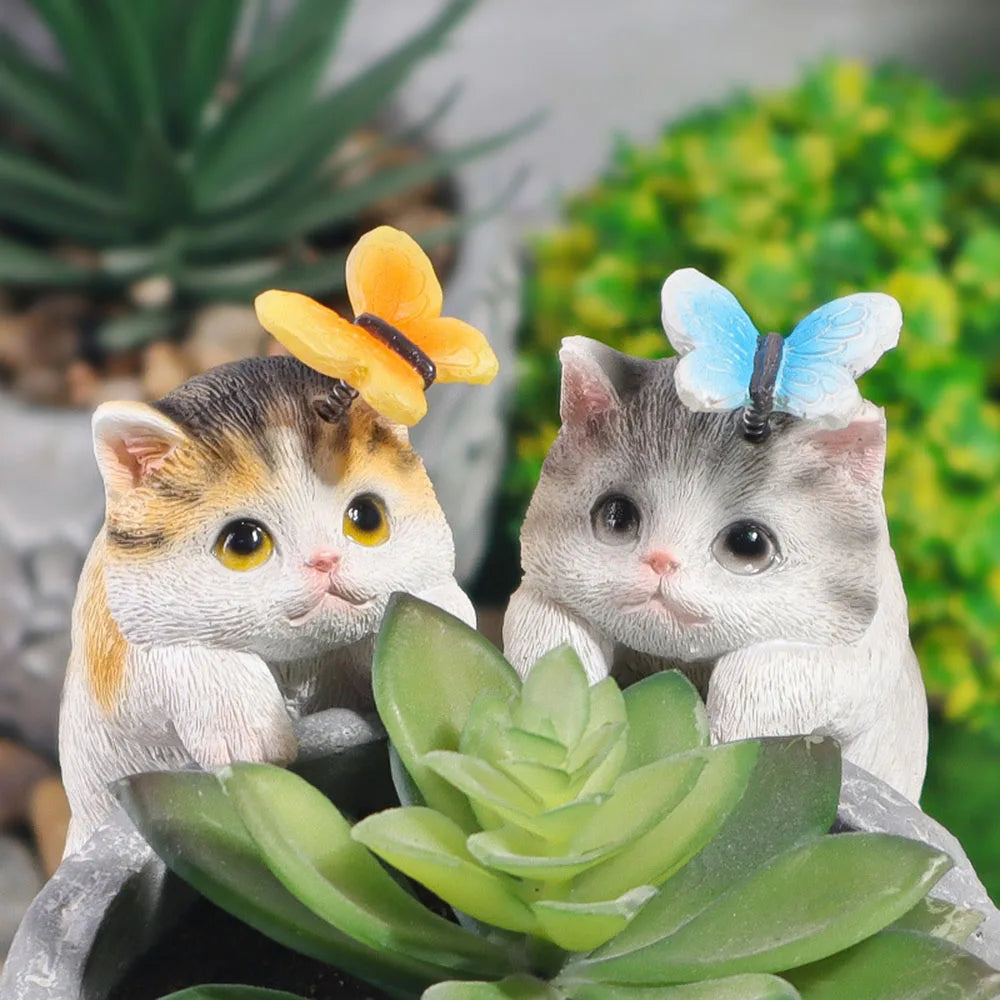 Resin Cat Figurines Miniature Decor Home Fairy Garden Accessories For Mini Landscapes