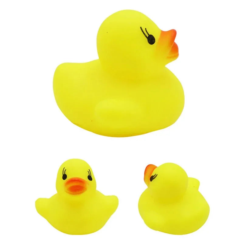 5Pcs/set Kids Floating Bath Toys Mini Swimming Rings Rubber Yellow Ducks Fishing Net Washing Swimming Toys Water Fun pool toys