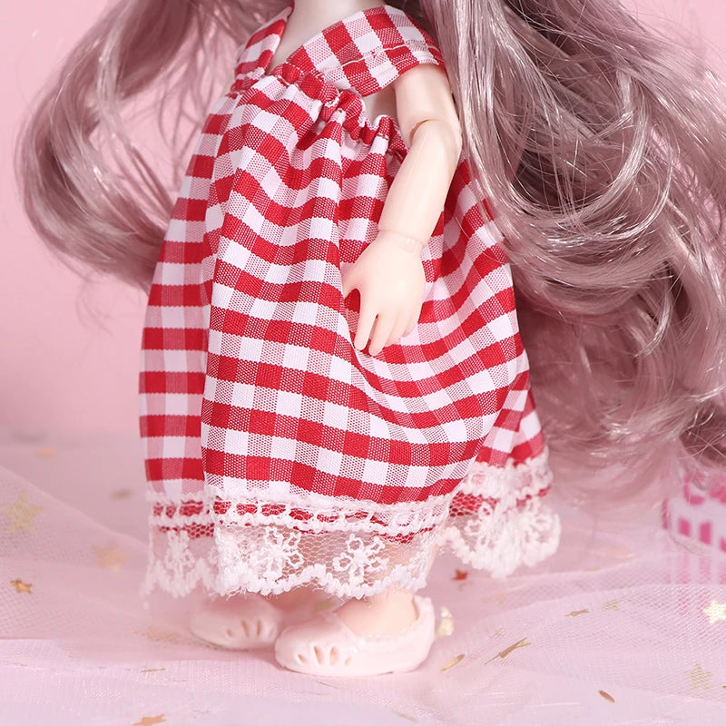 17cm Mini Doll 13 Movable Joint Doll With 3D Big Eyes DIY Toy Doll With Clothes Dress Up 1/12 Fashion Doll Children Girls Gift