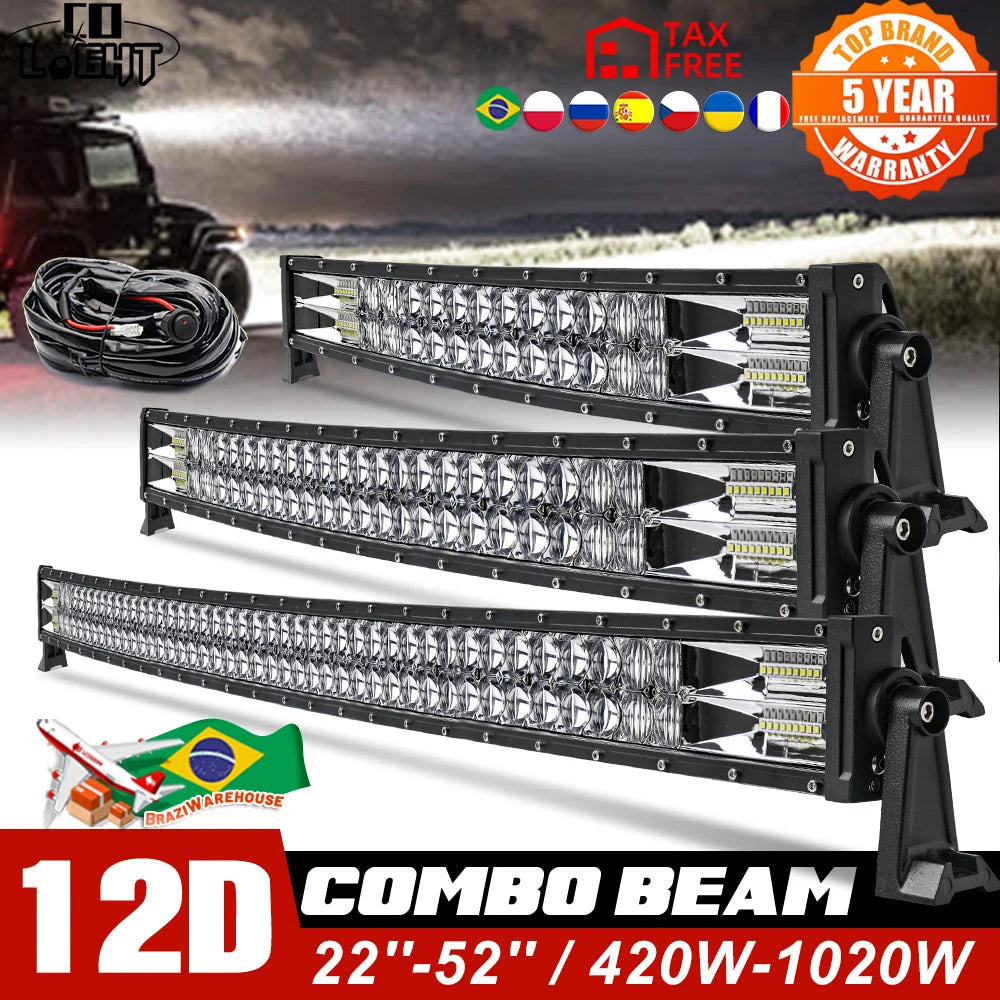 CO LIGHT 52" 12V 24V Offroad Led Light Bar Spot Flood Combo Beam 110000LM Led Bar 2-Row Led Work Light Bar for Car 4WD Truck SUV