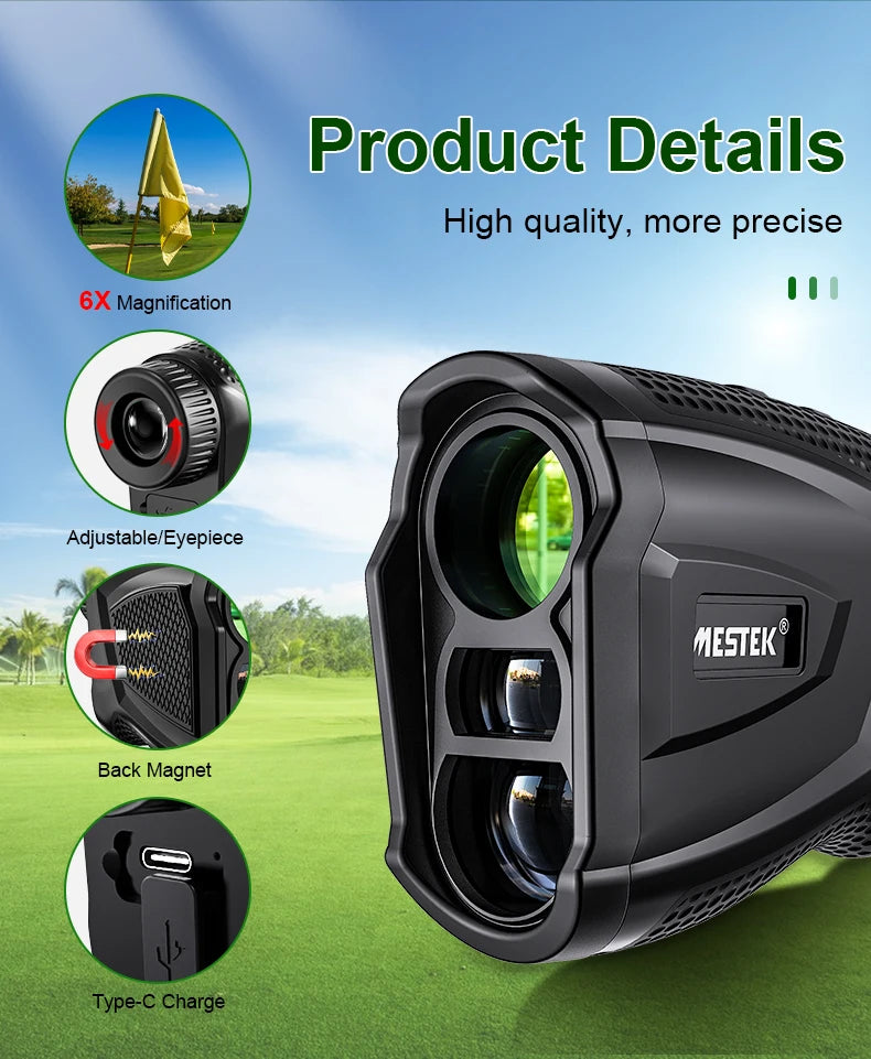 Golf Laser Rangefinder 1200/800/600m Type-C x6 M/Yd Magnet Vibration Long Distance Meter Telemeter Range Finder for Hunting Camp