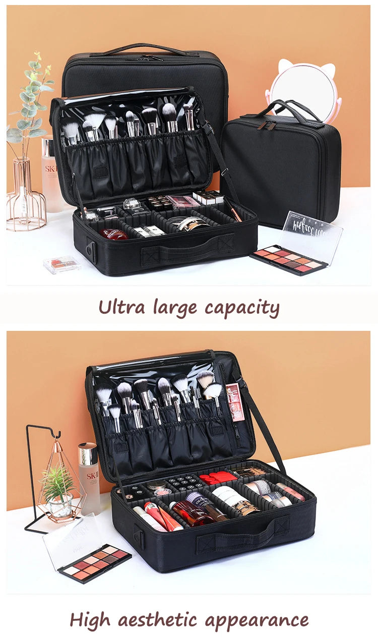 Professional Cosmetic Bag for Women Leather Cosmetic Bags Waterproof Oxford Large Capacity Travel Makeup Case for Makeup Artist