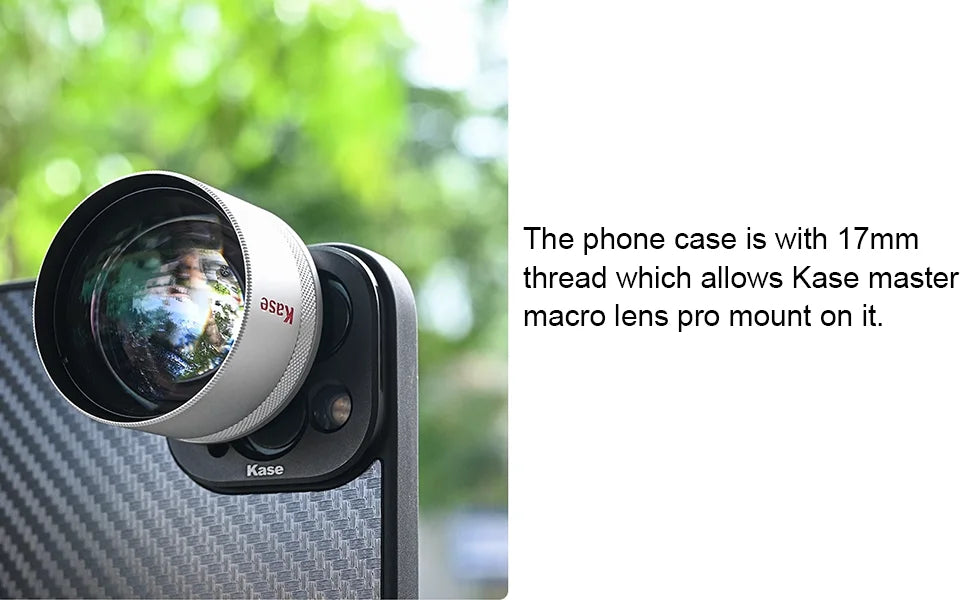 Kase Phone HD Master Macro Lens Pro for iPhone 15 14 13 12 11 8 7 X XR Samsung Xiaomi Android,17mm Thread Mount / Metal Body