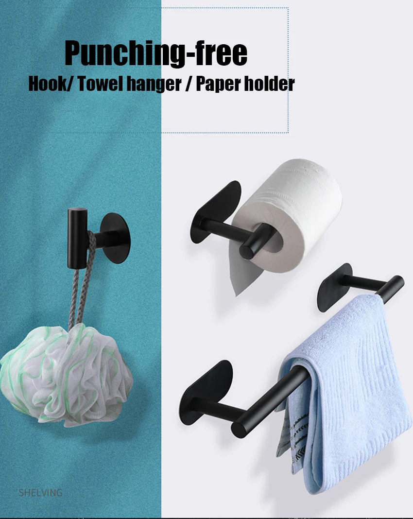 Stainless Steel Toilet Roll Paper Holder Rack Adhesive Hook Hanger Stainless Steel Bathroom Kitchen owel Tissue Dispenser Shelf