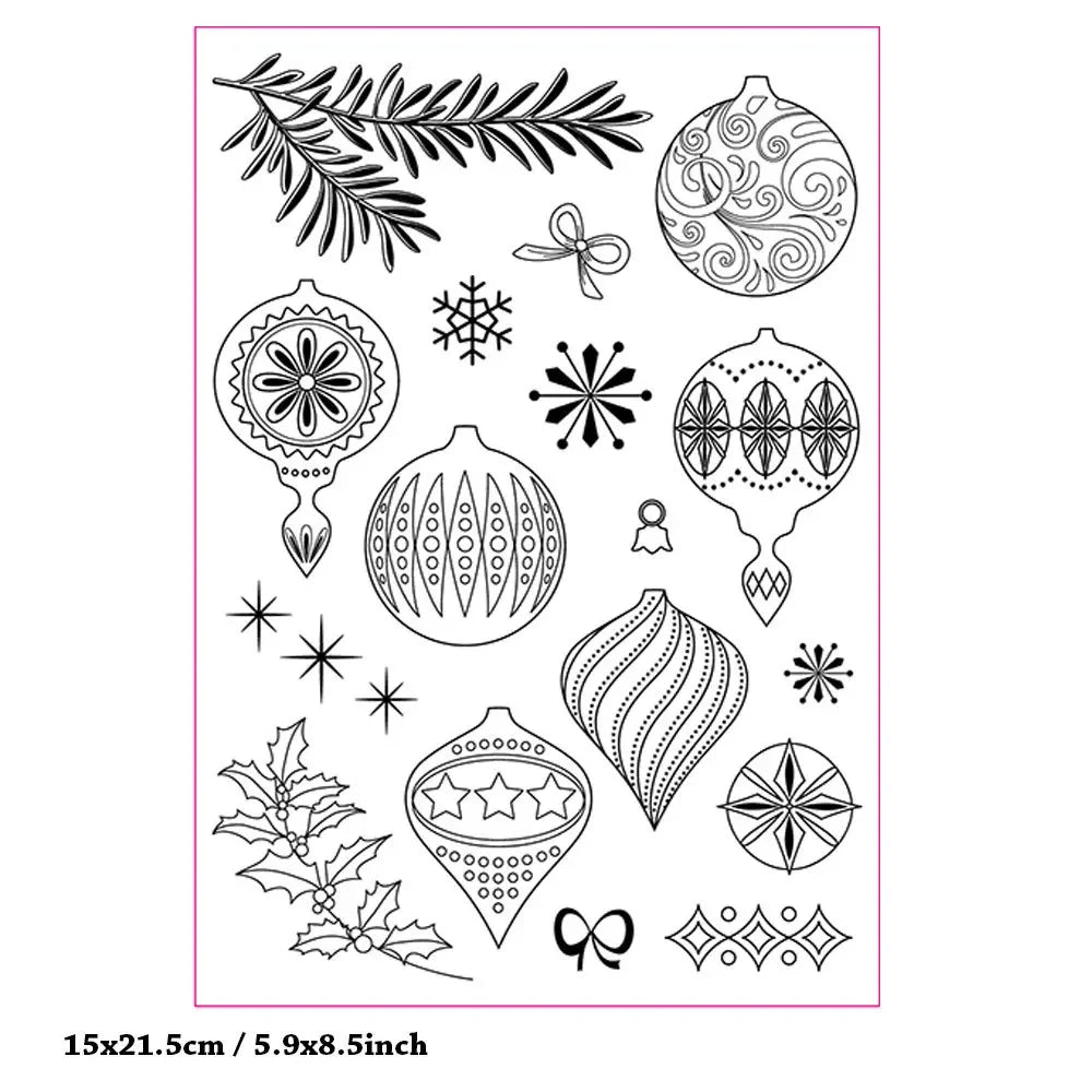 Clear Stamps for Card Making, Christmas Theme Transparent Silicone Stamps Seal for DIY Scrapbooking Decor Album Crafts T2037