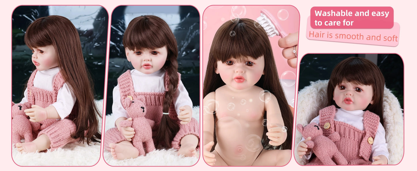 2024 New Doll 55 CM 22 Inch Pink Girl Princess Baby Doll The latest design Birthday Christmas Gift Realistic dolls High quality