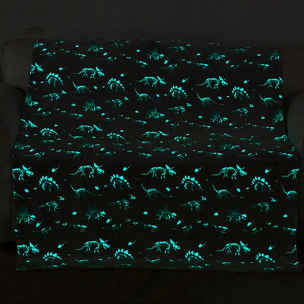 Glowing Dinosaur Blanket Glow in Dark Dinosaur Throw Blanket for Children's Bedroom Sofa Travel Lightweight Plush Cozy for Fun