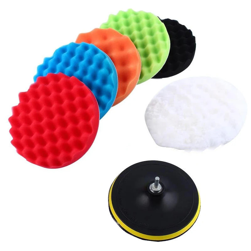 8Pcs Buffing Pad Set Thread 4/6/7/5inch Auto Car Repair Polishing pad Kit for Car Polisher+Drill Adaptor Power Tools accessories